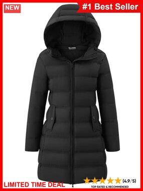 Women's Winter Puffer Jacket Hooded Insulated Quilted Coat